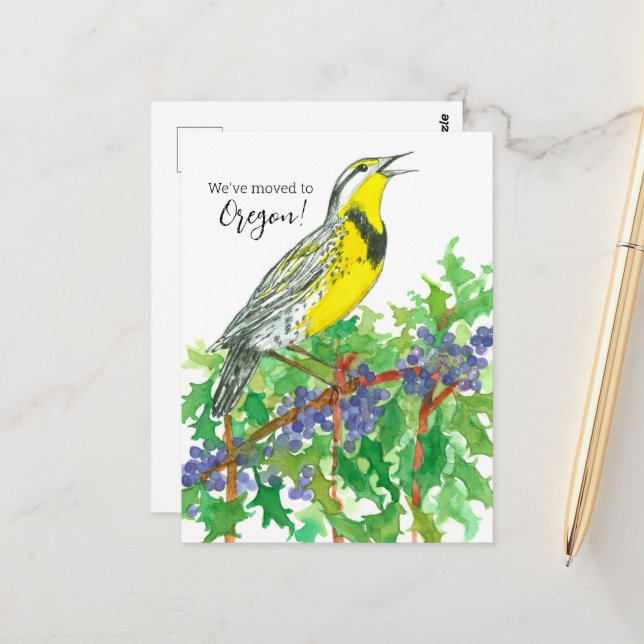 Cartão Postal Movimentação do Anúncio Oregon Meadowlark (Frente/Verso In Situ)
