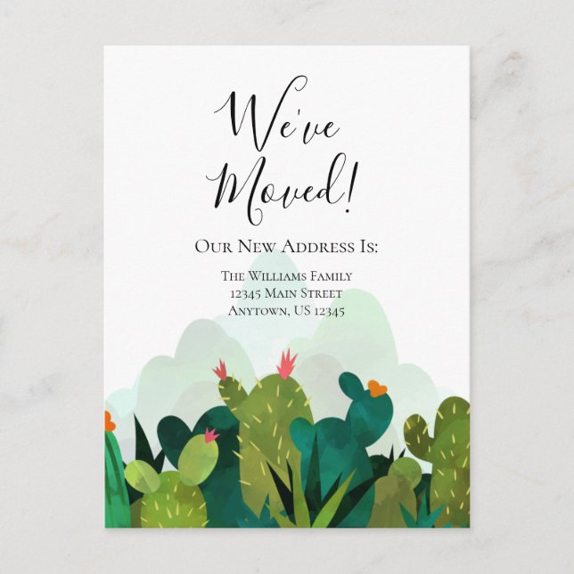 Cartão Postal Movimentamos Cactus Aquarela Movendo-se (Frente)