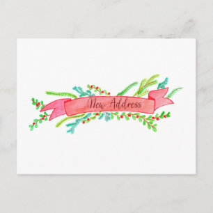 Cartão Postal Movimentamos/Novo Endereço, aquarela Natal