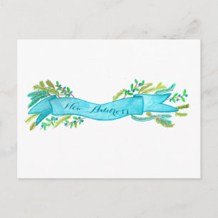 Cartão Postal Movimentamos/Novo Endereço, aquarela Natal