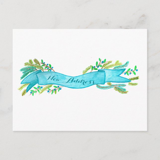 Cartão Postal Movimentamos/Novo Endereço, aquarela Natal (Frente)
