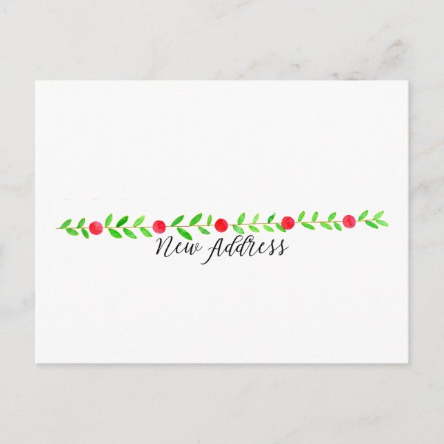 Cartão Postal Movimentamos/Novo Endereço, aquarela Natal (Frente)