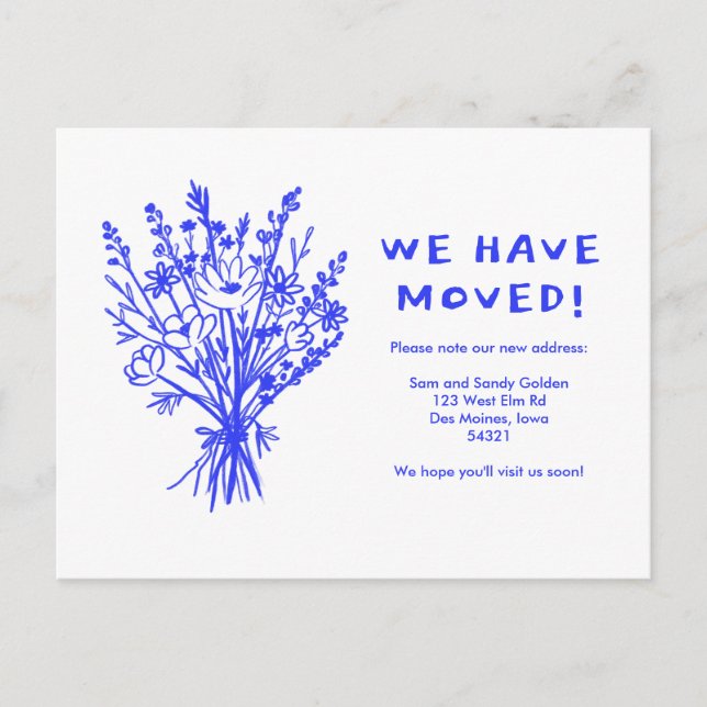 Cartão Postal MOVIMENTO ANÚNCIO BURACO Buquê de flor selvagem (Frente)