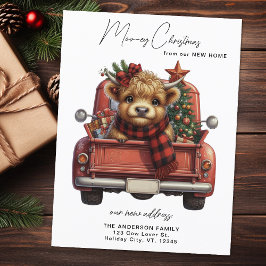 Cartão Postal Movimento de Natal de Caminhão Vermelho Vintage em