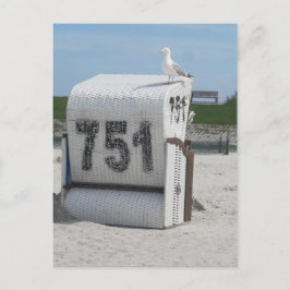 Cartão Postal Möwe auf Strandkorb