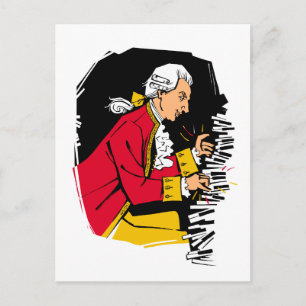 Cartão Postal Mozart toca piano