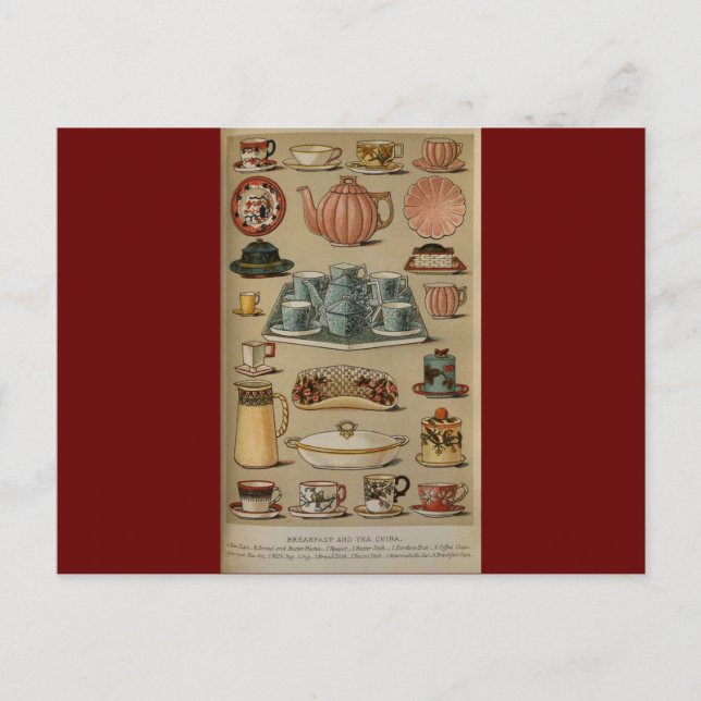 Cartão Postal Mrs Beeton Breakfast Tea China Crockery (Frente)