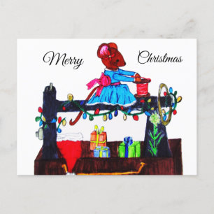 CARTÃO POSTAL MS. MOUSE FAZ UM CHAPÉU DE SANTA