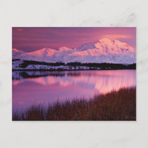 Cartão Postal Mt. Denali ao pôr do sol a partir do Reflection Po