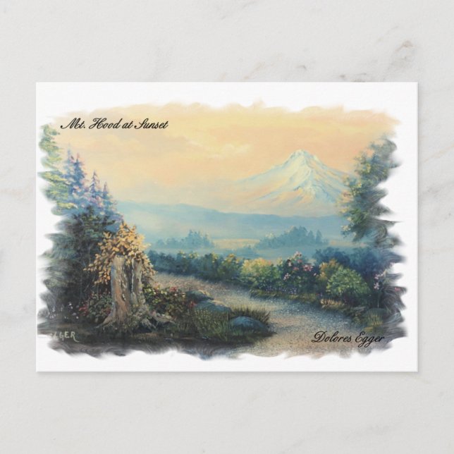 Cartão Postal Mt Hood Oregon Original Impressões Dolores Egger (Frente)