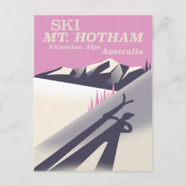 Cartão Postal Mt. Hotham, poster de esqui dos Alpes Vitorianos.