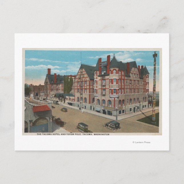 Cartão Postal Mt. Rainier, WA - Vista do Hotel Tacoma e (Frente)