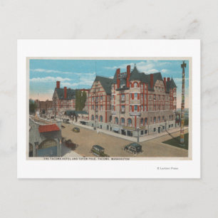 Cartão Postal Mt. Rainier, WA - Vista do Hotel Tacoma e