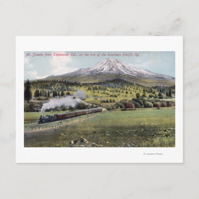 Cartão Postal Mt. Shasta e Southern Pacific Rail (Frente)