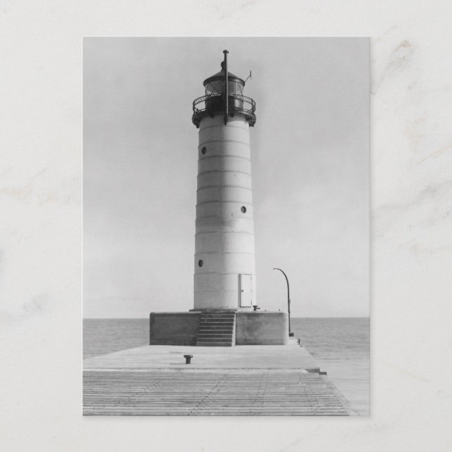 Cartão Postal Mt. Sheboy Pier Lighthouse, Wisconsin, 1915 (Frente)