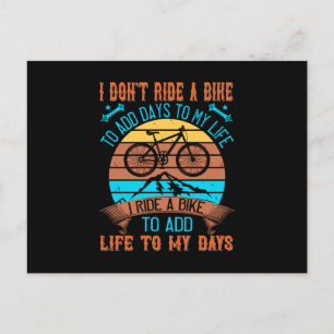 Cartão Postal MTB Eu Ando de Bicicleta Para Adicionar Vida aos M