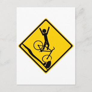 Cartão Postal Mtn Biker Crash Road Sinal