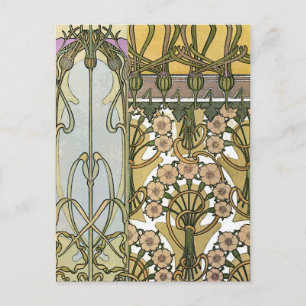 Cartão Postal Mucha - Arte Decorativos Art Nouveau 1901