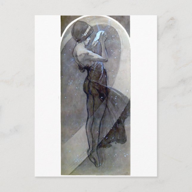 Cartão Postal mucha estrela do norte art nouveau deco (Frente)