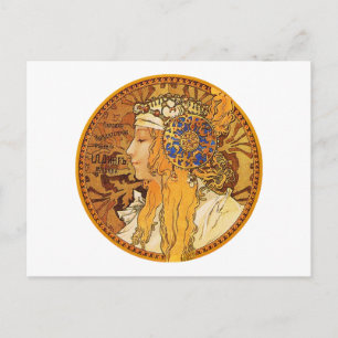 Cartão Postal Mucha - Mulher com Joias - Arte Antiga