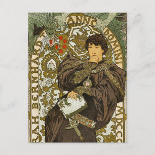 Cartão Postal Mucha - Teatro - Lorenzaccio - Art Nouveau