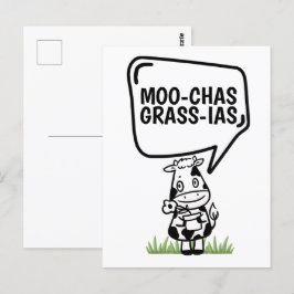 Cartão Postal Muchas Gracias Cow Pareciam Muitos Obrigados Engra