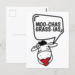 Cartão Postal Muchas Gracias Cow Pareciam Muitos Obrigados Engra