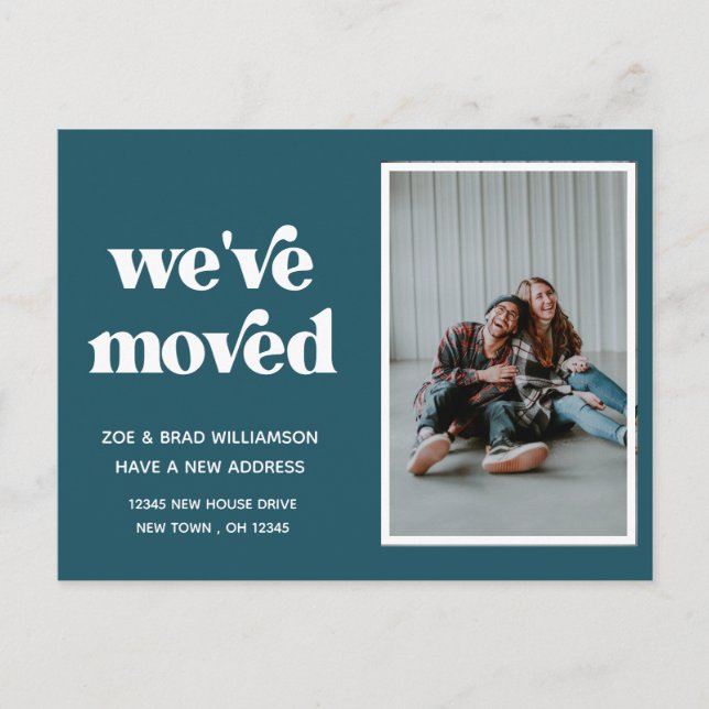 Cartão Postal Mudamos de endereço Foto movendo azul (Frente)