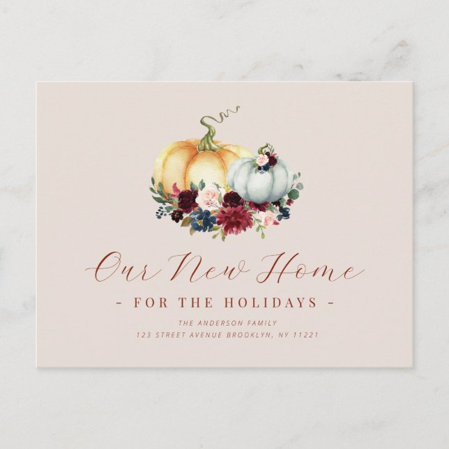 Cartão Postal Mudamos o anúncio comovente da Ação de Graças (Frente)