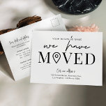 Cartão Postal Mudamos o endereço mínimo do escritório de negócio<br><div class="desc">Deixe seus clientes, funcionários e provedores de fornecimento sobre seu novo endereço de escritório com este Design de Cartão-Postal de Negócios minimalista. Com design preto e branco com fontes de tendência, espaço para seu nome comercial, novo endereço, detalhes de contato e horário de abertura, este cartão-postal moderno que movemos é...</div>