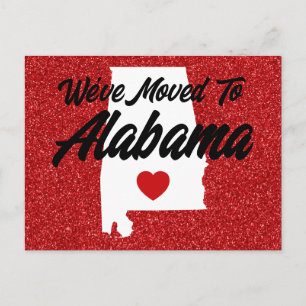 Cartão Postal Mudamos para Alabama Red Glitter