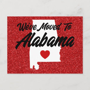 Cartão Postal Mudamos para Alabama Red Glitter