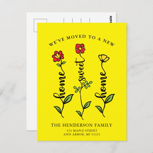 Cartão Postal Mudamos para casa doce Lar em movimento Anúncio (Frente/Verso)