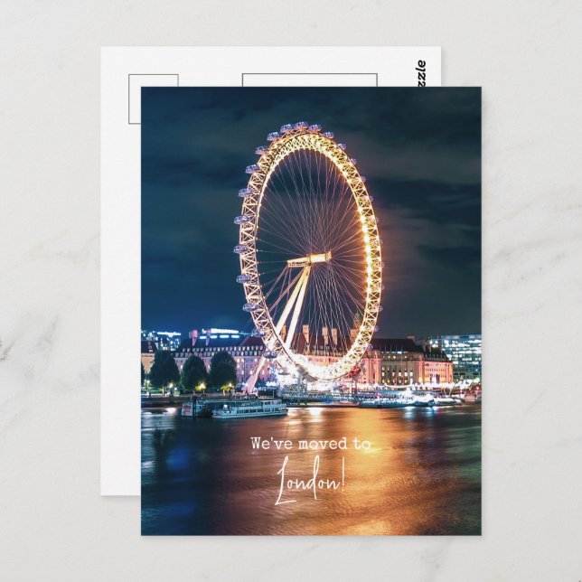 Cartão Postal Mudámos para Londres para o Anúncio de Movimentaçã (Frente/Verso)