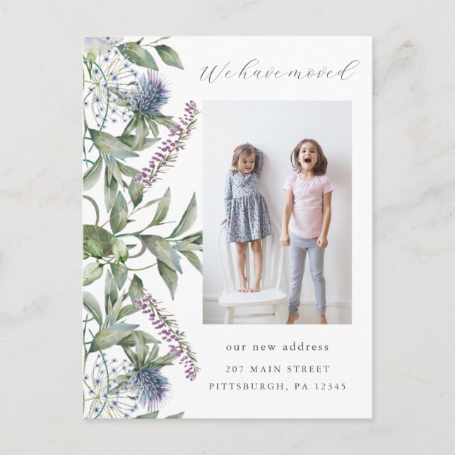 Cartão Postal Mudança bonito de Foto de Verde de Movimentação de (Frente)