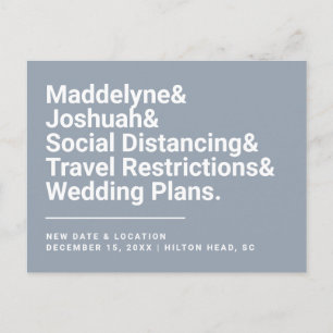 Cartão Postal Mudança de data Trendy Ampersand Dusty Blue Weddin
