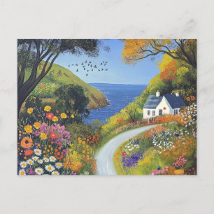 Cartão Postal Mudança de Endereço Casa de Praia e Flores