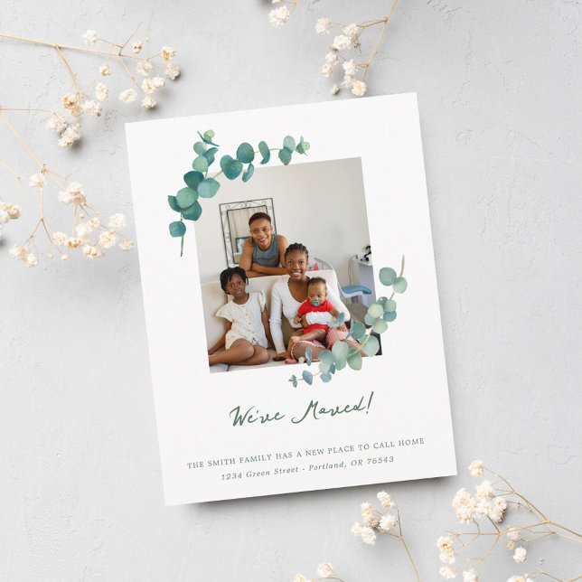 Cartão Postal Mudança de endereço da Elegante Watercolor (Criador carregado)