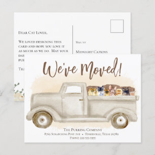 Cartão Postal Mudança de Endereço, Gatos, Anúncio de Caminhão de
