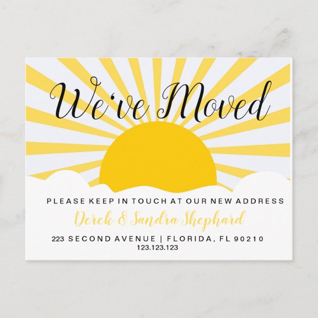Cartão Postal Mudança de endereço postal movemos o sol (Frente)