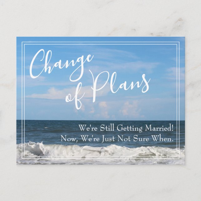 Cartão Postal Mudança de Foto em Praia de Planos Adiados de Casa (Frente)
