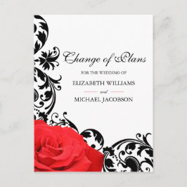 Cartão Postal Mudança de Planos de Casamento Floreado rosa verme