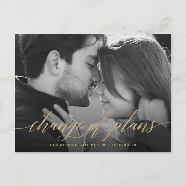Cartão Postal Mudança de Planos | Foto Postergação de Casamento (Frente)