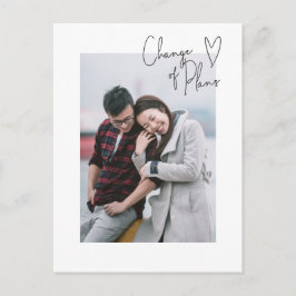 Cartão Postal Mudança de Planos Script Simples Foto Adiamento