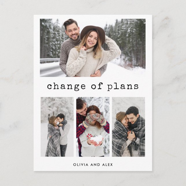 Cartão Postal Mudança de Planos | Texto Simples de Máquina de Es (Frente)