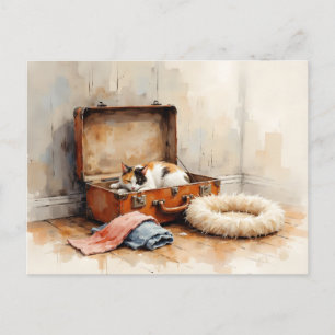 Cartão Postal Mudança Divertida de Endereço do Gato Calico