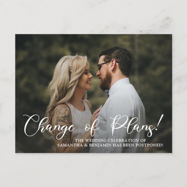 Cartão Postal Mudança moderna de planos de casamento de fotos (Frente)