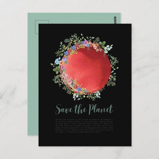 Cartão Postal Mudanças climáticas salvam o planeta, o dia da Ter (Frente/Verso)