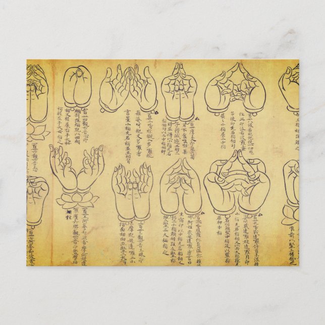Cartão Postal Mudras (rolagem japonesa do século 12) (Frente)