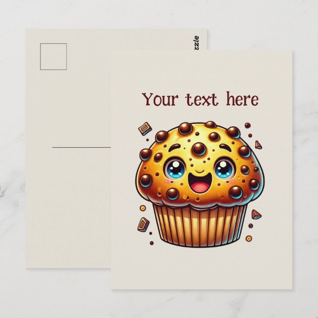 Cartão Postal Muffin de chocolate bonito personalizado (Frente/Verso)